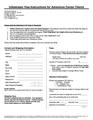 Uzbekistan Visa Application Form