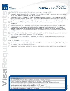 China Flight Crew Visa Application