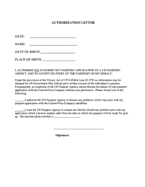 US Passport Application Authorization Letter
