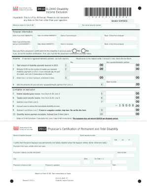 District of Columbia Disability Income Exclusion Form D-2440