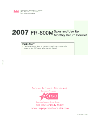 District of Columbia Sales and Use Tax Monthly Return
