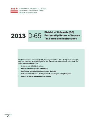 District of Columbia D-65 Partnership Return of Income