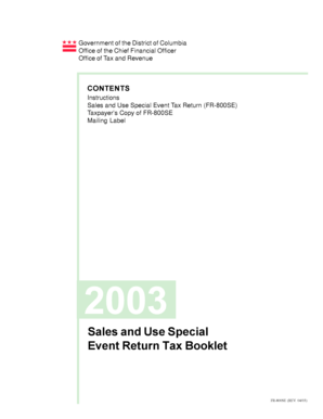 District of Columbia Special Event Tax Return