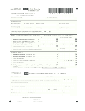 District of Columbia 2009 Disability Income Exclusion Form D-2440