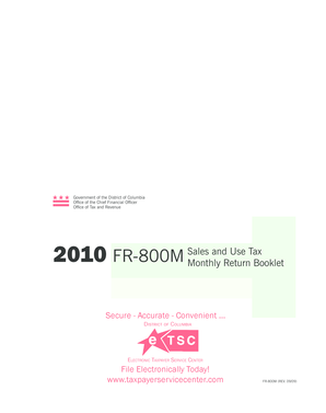 District of Columbia Sales and Use Tax Monthly Return