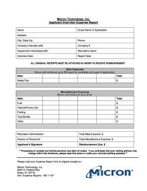 Micron Technology Interview Expense Report