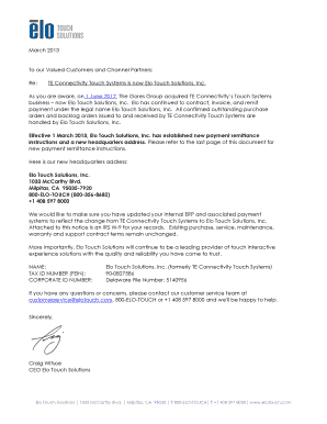 Elo Touch Solutions Payment Instructions Notice