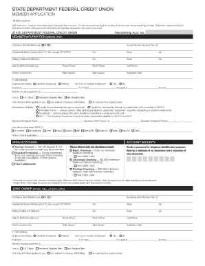 State Department Federal Credit Union Membership Application