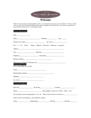 Dental Patient Intake Form