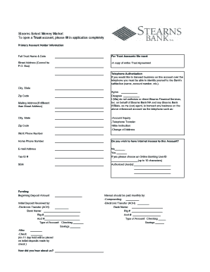 Stearns Select Money Market Trust Account Application