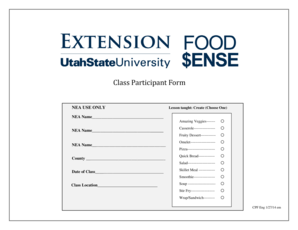Food $ense Class Participant Form
