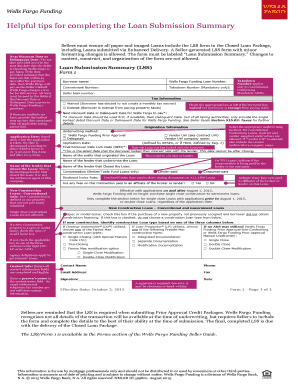 Wells Fargo Loan Submission Summary Form