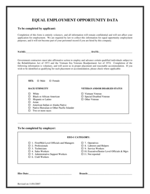 Equal Employment Opportunity Data Form