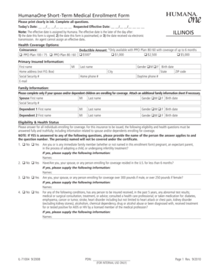 HumanaOne Short-Term Medical Enrollment Form