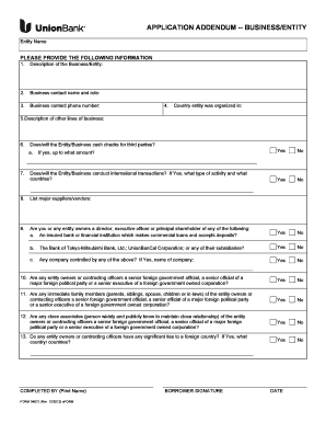 Business Entity Application Addendum