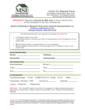 Initial TIL Request Form