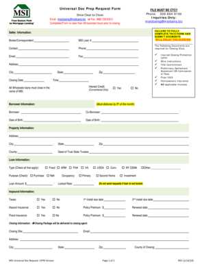 Universal Doc Prep Request Form