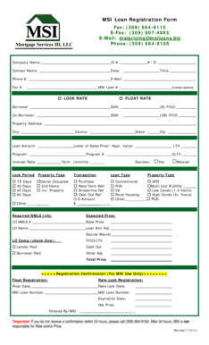MSI Loan Registration Form