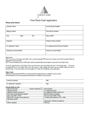 Visa Check Card Application