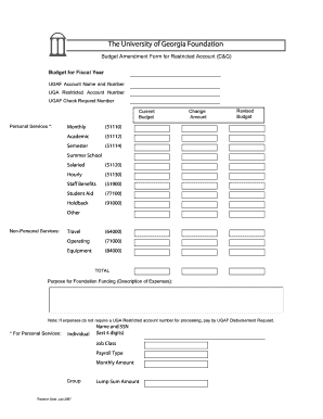 Restricted Account (C&G) Budget Form - University of Georgia - externalaffairs uga