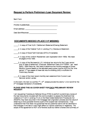 Request for Preliminary Loan Document Review