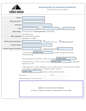 Authorization for Automatic Payment