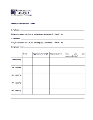 Tandem Monitoring Form
