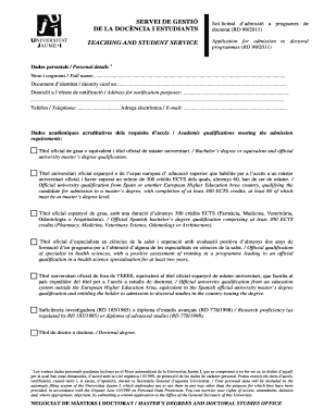 Doctoral Admission Application Form