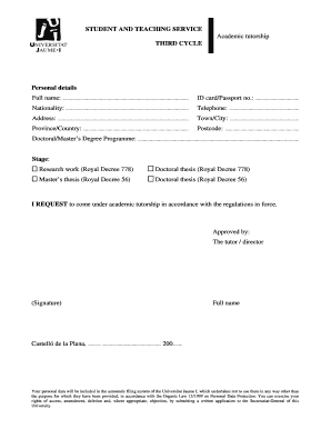 Academic Tutorship Request Form