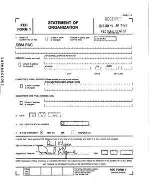 FEC Form 1 Organization Statement