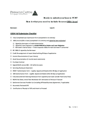 USDA Loan Submission Checklist