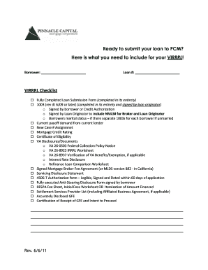 VIRRRL Loan Submission Checklist