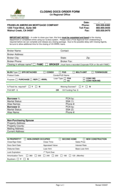 Closing Docs Order Form