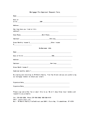 Mortgage Pre-Approval Request Form