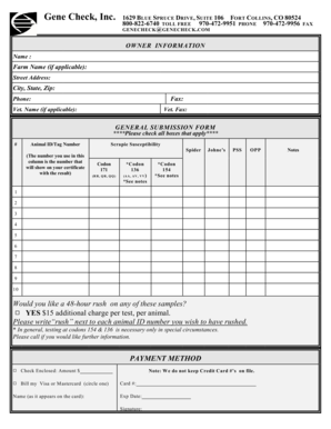 Gene Check General Submission Form