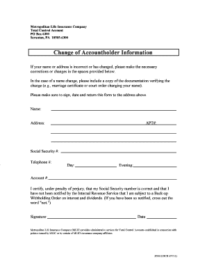 Change of Accountholder Information Form