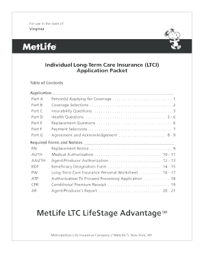 Virginia Long-Term Care Insurance Application