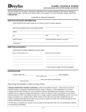 Dreyfus Name Change Form