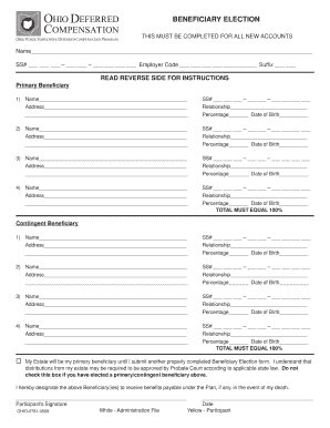 Ohio Deferred Compensation Beneficiary Election Form
