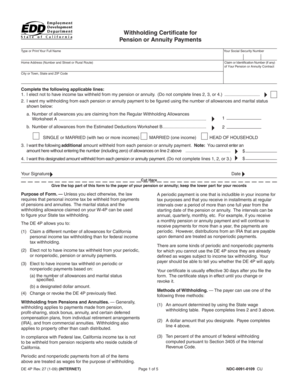 California Withholding Certificate for Pension or Annuity Payments