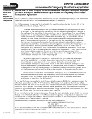 Deferred Compensation Unforeseeable Emergency Distribution Application