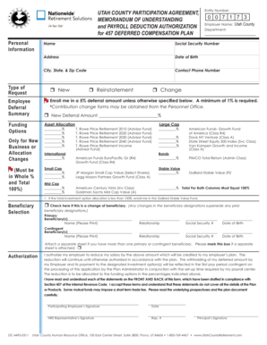 Utah County 457 Deferred Compensation Plan Agreement