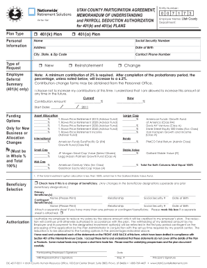 Utah County 401(k) and 401(a) Participation Agreement