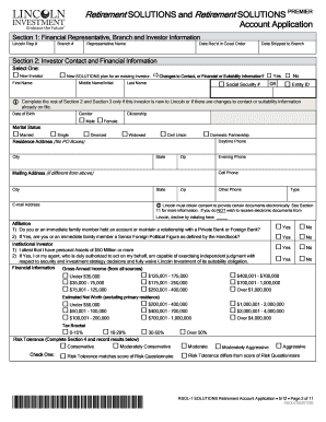 Retirement Solutions Account Application