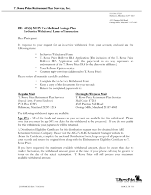 403(b) MCPS Tax Sheltered Savings Plan In-Service Withdrawal Form