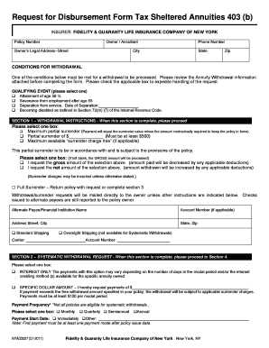 Request for Disbursement Form Tax Sheltered Annuities 403(b)