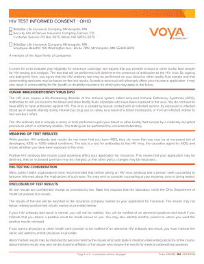 HIV Test Informed Consent Form - Ohio