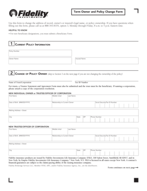 Term Owner and Policy Change Form