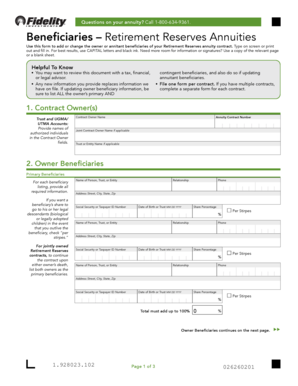 Retirement Reserves Annuity Beneficiary Form