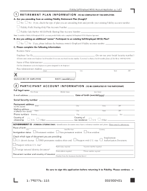 Fidelity Self-Employed 401(k) Account Application